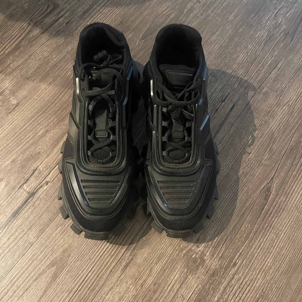 Prada Black Sneakers with Matte Finish and Sporty Design